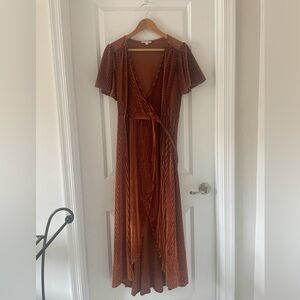 BB Orange “Andi Ribbed” Wrap Maxi Hemmed